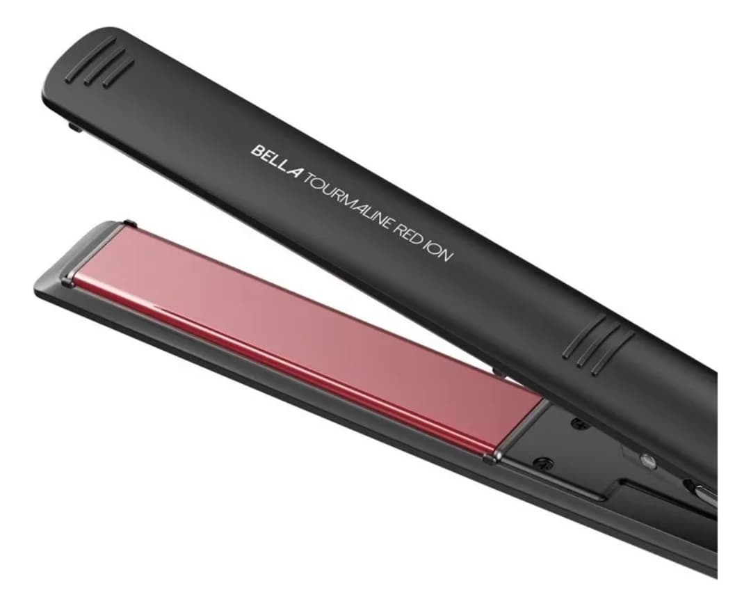 Planchita De Pelo Ga.ma Italy Bella Tourmaline Red Ion Negra Y Roja Antifrizz