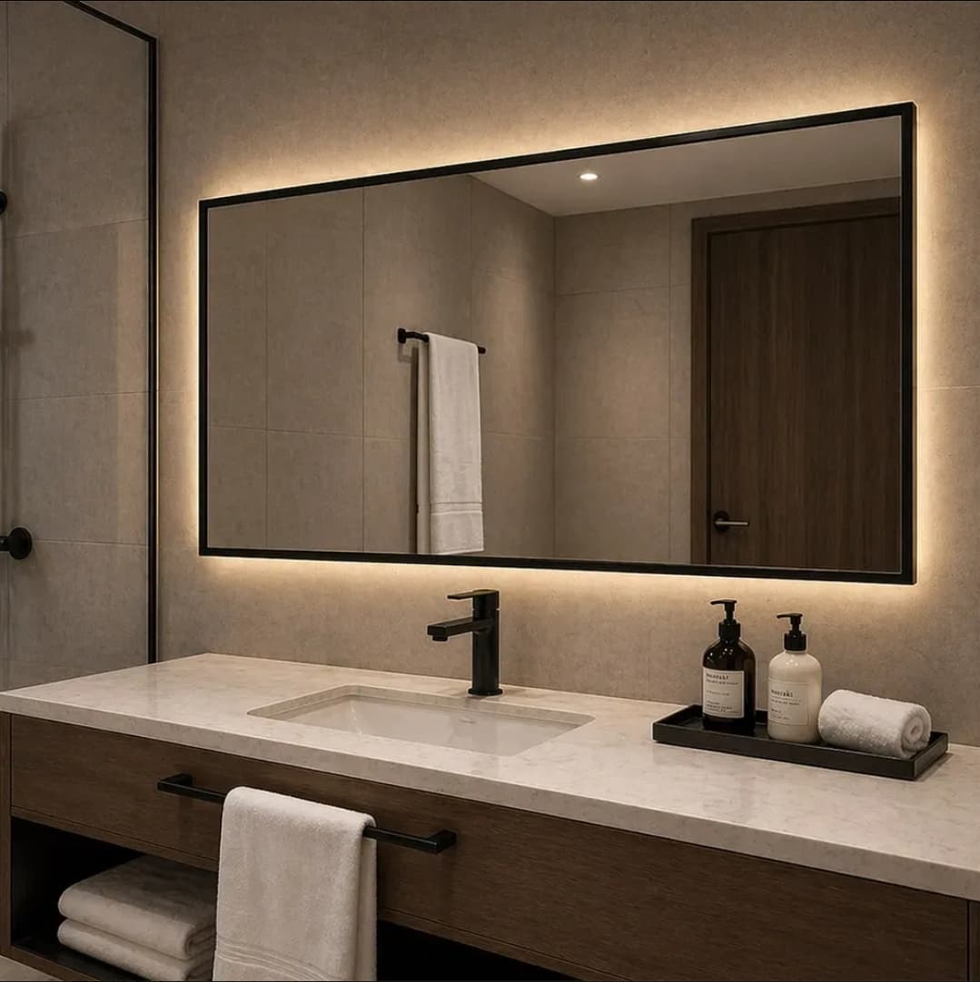 Espejo Led Pared Grande Retroiluminado Marco Hierro 90x70 Bardot