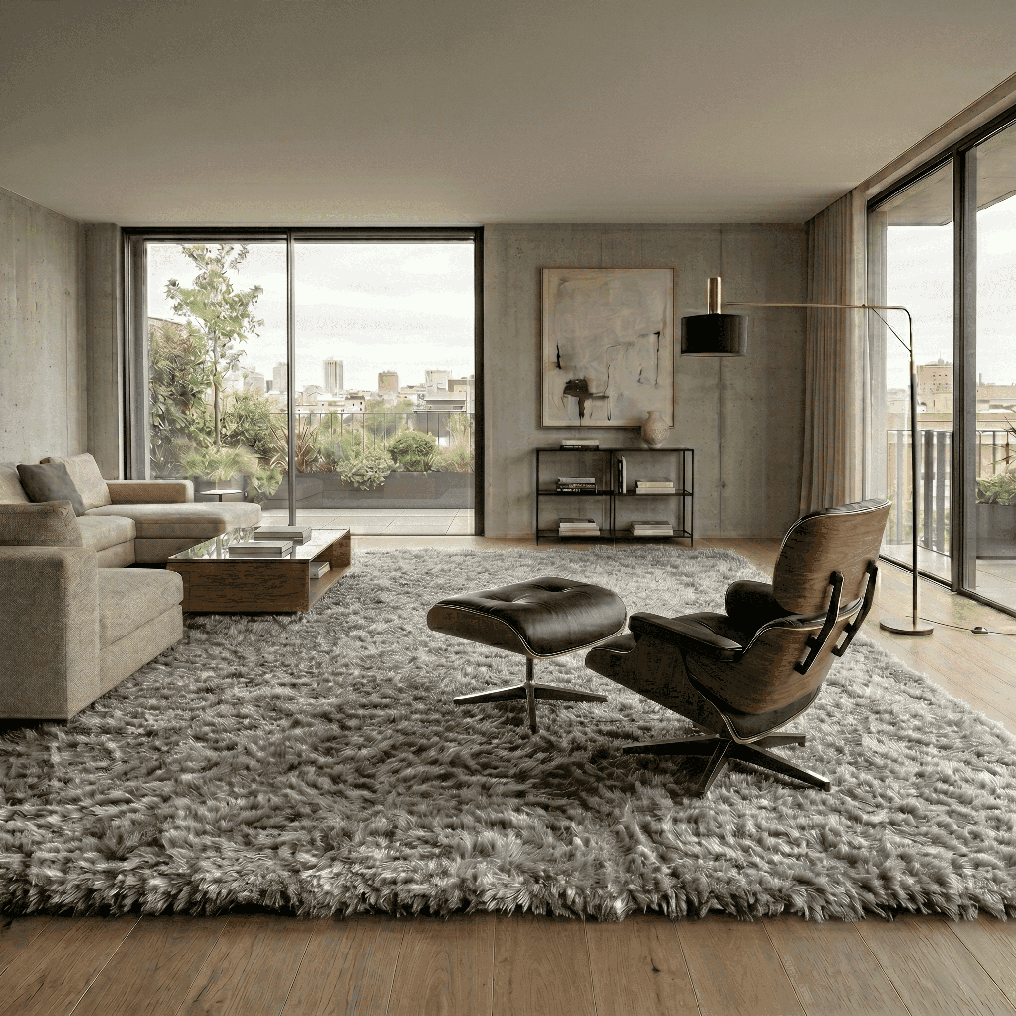 Alfombra Nórdica Living Dormitorio Pelo Largo 200x300 Cm Lavable 2x3 M Gris Oscuro Antideslizante